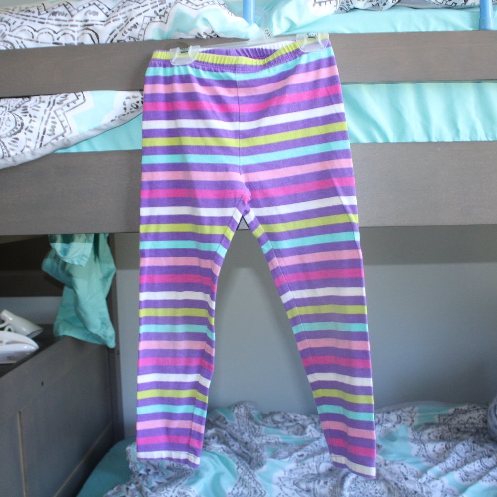 purple striped leggins